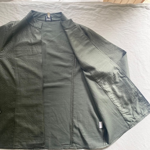 Eileen Fisher Open Front Quilted Silk Tussah Jacket Women's Sz 1X/XL Grey Green - Picture 5 of 15